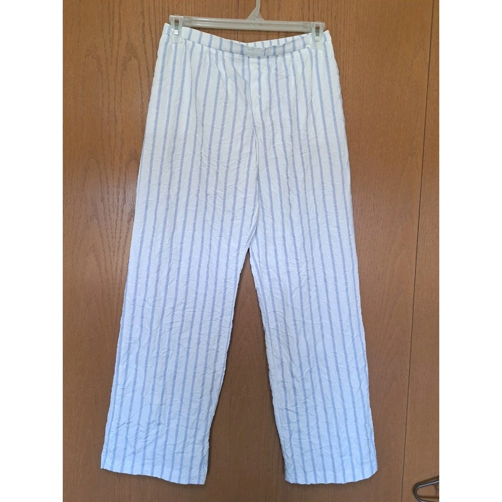 Zara Women's White/Blue Striped Elastic Waist Pajamas Pants‎ Size M